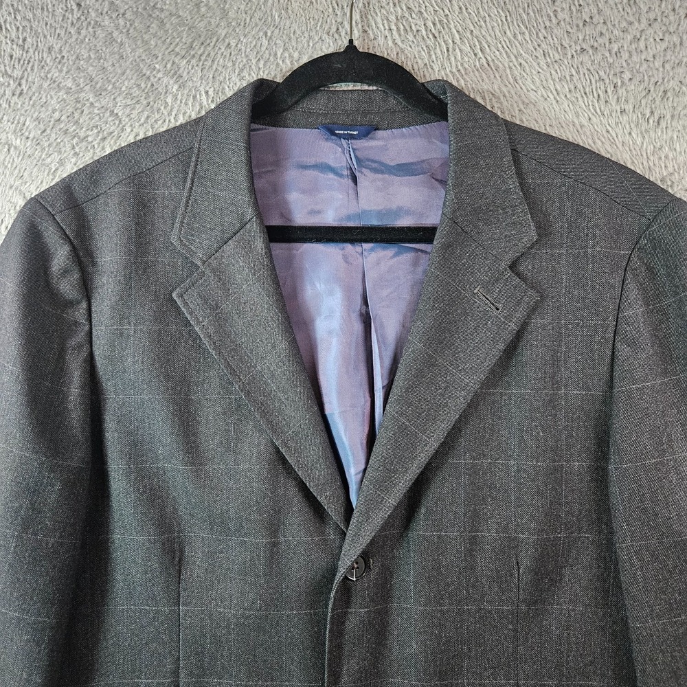 Gap Blazer Sport Coat Jacket Men 44R 98% Wool Gray Plaid - Picture 8 of 16